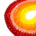 Chinese Crystal Beads | 8mm Faceted Transparent Rondelle Shaped Crystal Beads | Red Orange Pink Yellow