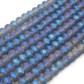 Chinese Crystal Beads | 8mm Faceted Matte Rondelle Shaped Crystal Beads | Blue Gray Orange Silver