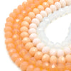 Chinese Crystal Beads | 8mm Faceted Semi Opaque Rondelle Shaped Crystal Beads | Peach Pink Clear