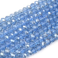 Chinese Crystal Beads | 8mm Faceted AB Coated Rondelle Shaped Crystal Beads | Blue