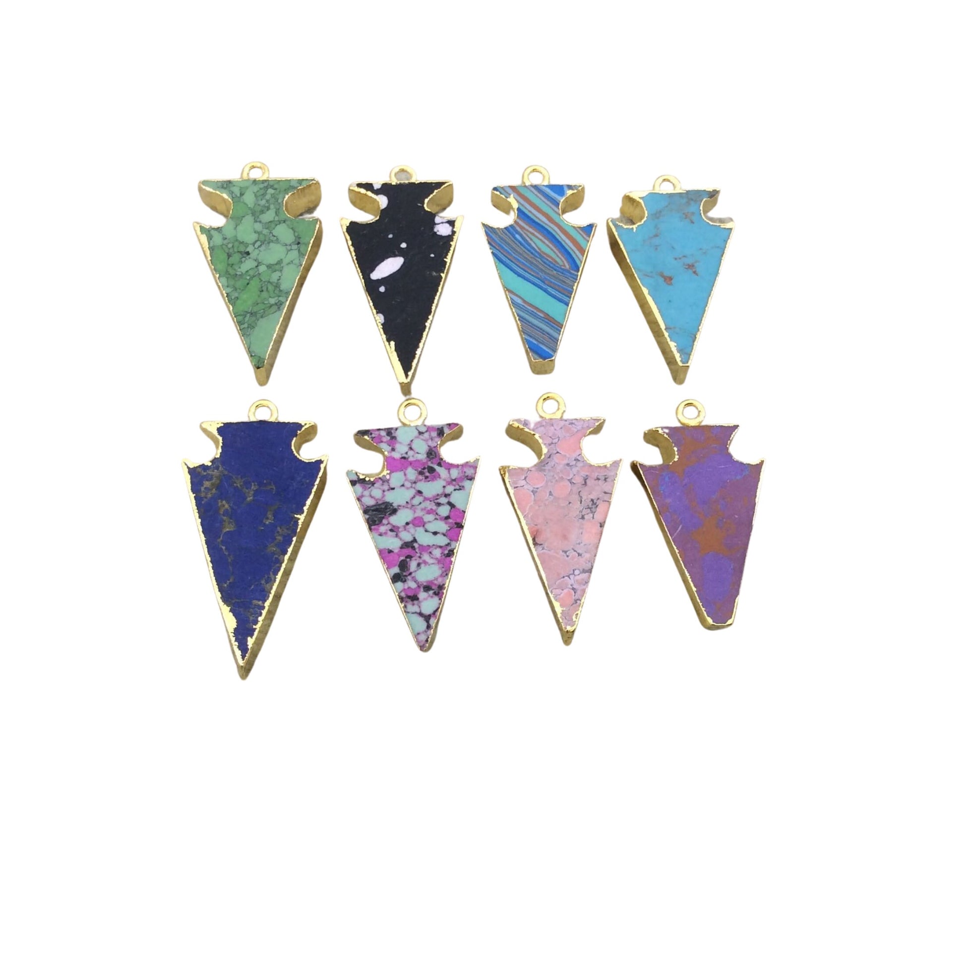 1-1.25" Gold Finish Arrowhead Shaped Electroplated Faux Stone Pendant - Measuring 25mm-32mm Long - Sold Individually, Choose Your Color!