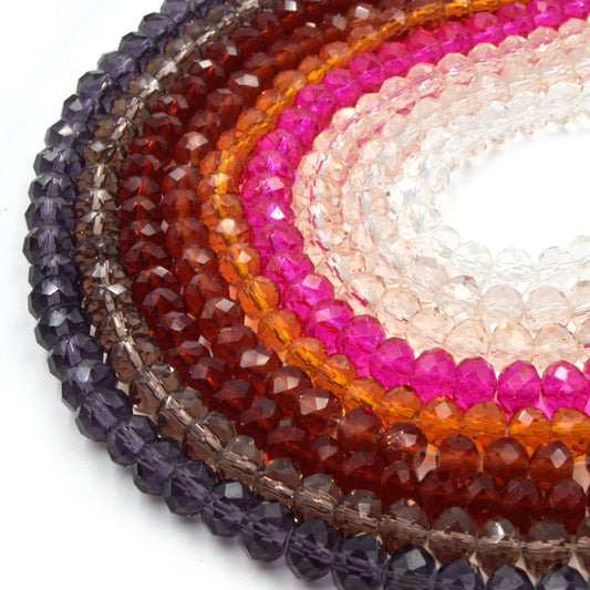 Crystal Beads by Chinese Origin: Transparent, Purple, Red, Pink, Clear 6mm Rondelle shape