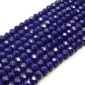 Chinese Crystal Beads | 6mm Faceted Opaque Rondelle Shaped Crystal Beads | Navy Blue Aqua