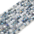 Chinese Crystal Beads | 6mm Faceted Bi-Color Metallic Rondelle Shaped Crystal Beads | Blue Green White Aqua