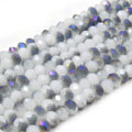 Chinese Crystal Beads | 6mm Faceted Bi-Color Metallic Rondelle Shaped Crystal Beads | Blue Green White Aqua