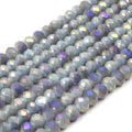 Chinese Crystal Beads | 6mm Faceted Bi-Color Metallic Rondelle Shaped Crystal Beads | Blue Green White Aqua