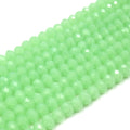 Chinese Crystal Beads | 6mm Faceted Semi-Opaque Rondelle Shaped Crystal Beads | Green White