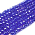 Chinese Crystal Beads | 6mm Faceted Transparent AB Coated Rondelle Shaped Crystal Beads | Purple Blue Pink