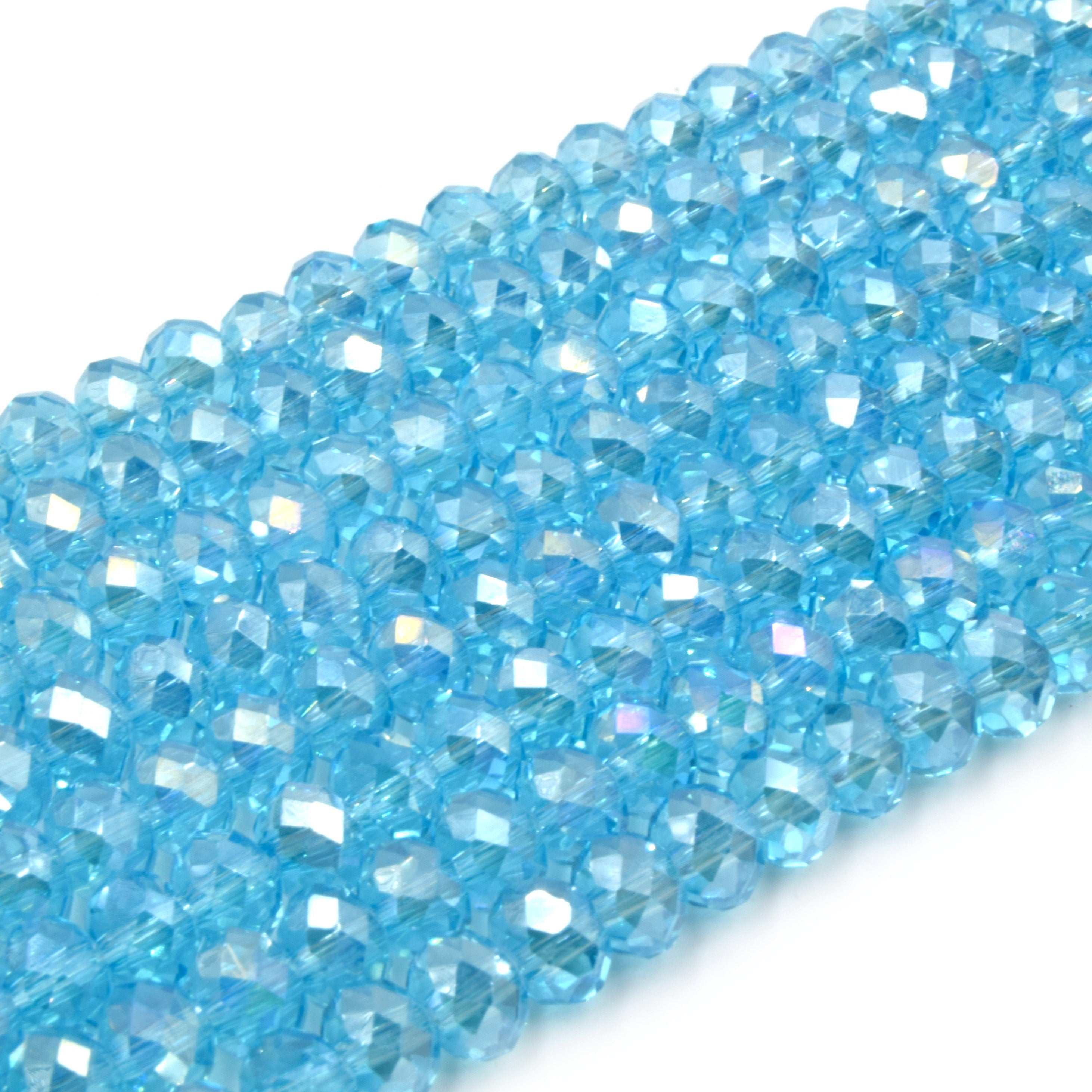 Chinese Crystal Beads | 6mm Faceted Transparent AB Coated 