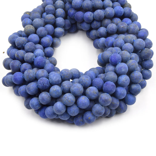 Matte Lapis Lazuli Beads | Matte Round Natural Blue Lapis Beads - 4mm 6mm 8mm 10mm 12mm 14mm