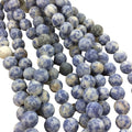 10mm Matte Finish Natural Blue Spot Jasper Round/Ball Shaped Beads with 2mm Holes - 7.5" Strand (Approx. 20 Beads) - LARGE HOLE BEADS