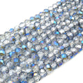 Chinese Crystal Beads | 8mm Faceted AB Coated Rondelle Shaped Crystal Beads | Blue