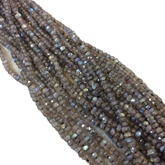 Labradorite Rondelle Beads - 3mm Faceted Gray Beads