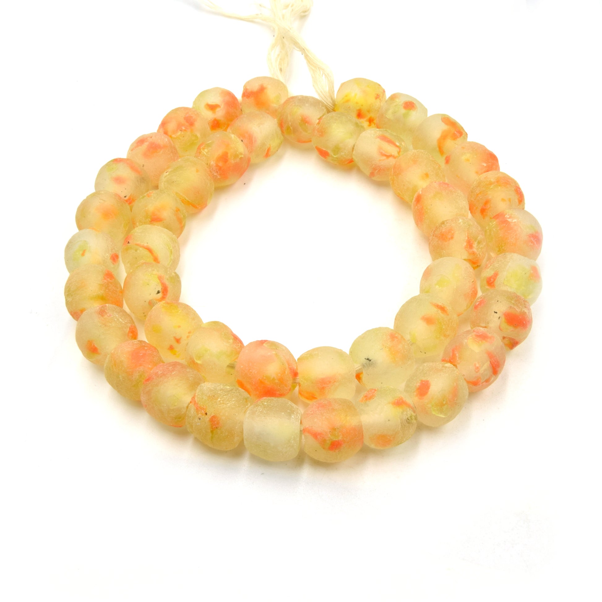 African Glass Beads | 14mm Recycled African Glass Round Rondelle Beads - Sold by Approx. 22&quot; Strand (~40 Beads)