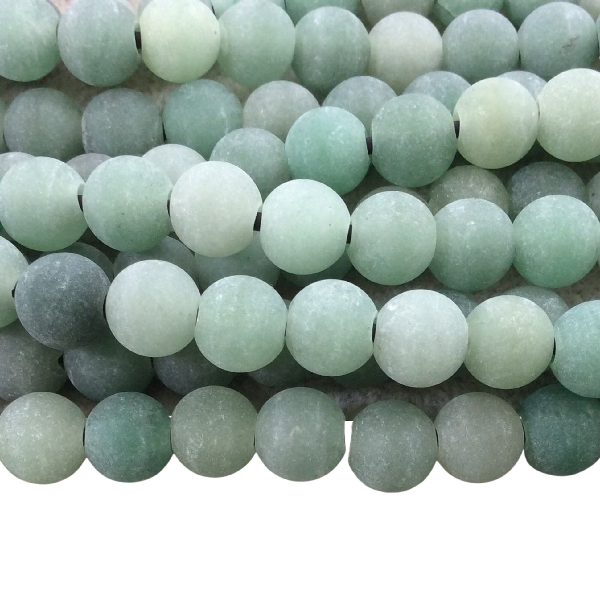 10mm Natural Green Aventurine Matte Finish Round/Ball Shaped Beads with 2.5mm Holes - 7.75" Strand (Approx. 20 Beads) - LARGE HOLE BEADS