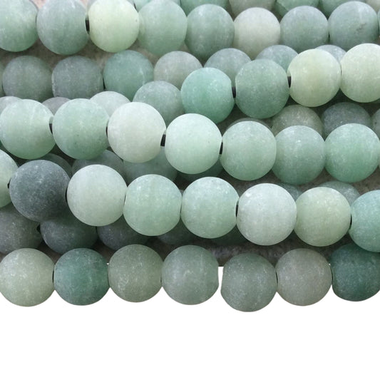 10mm Natural Green Aventurine Matte Finish Round/Ball Shaped Beads with 2.5mm Holes - 7.75" Strand (Approx. 20 Beads) - LARGE HOLE BEADS