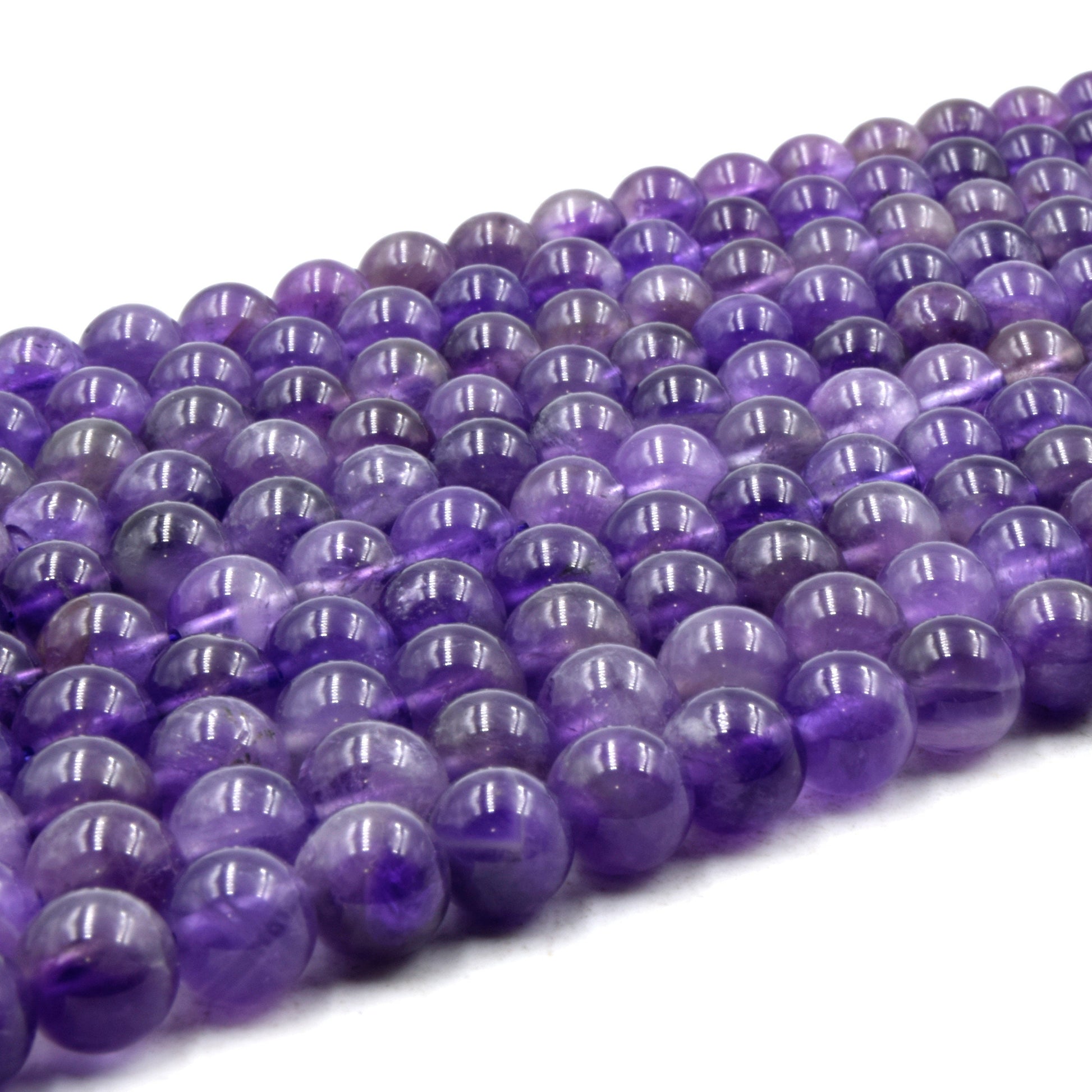 Amethyst Beads | Smooth Amethyst Round Beads | 6mm 8mm 10mm | Natural Gemstone Beads