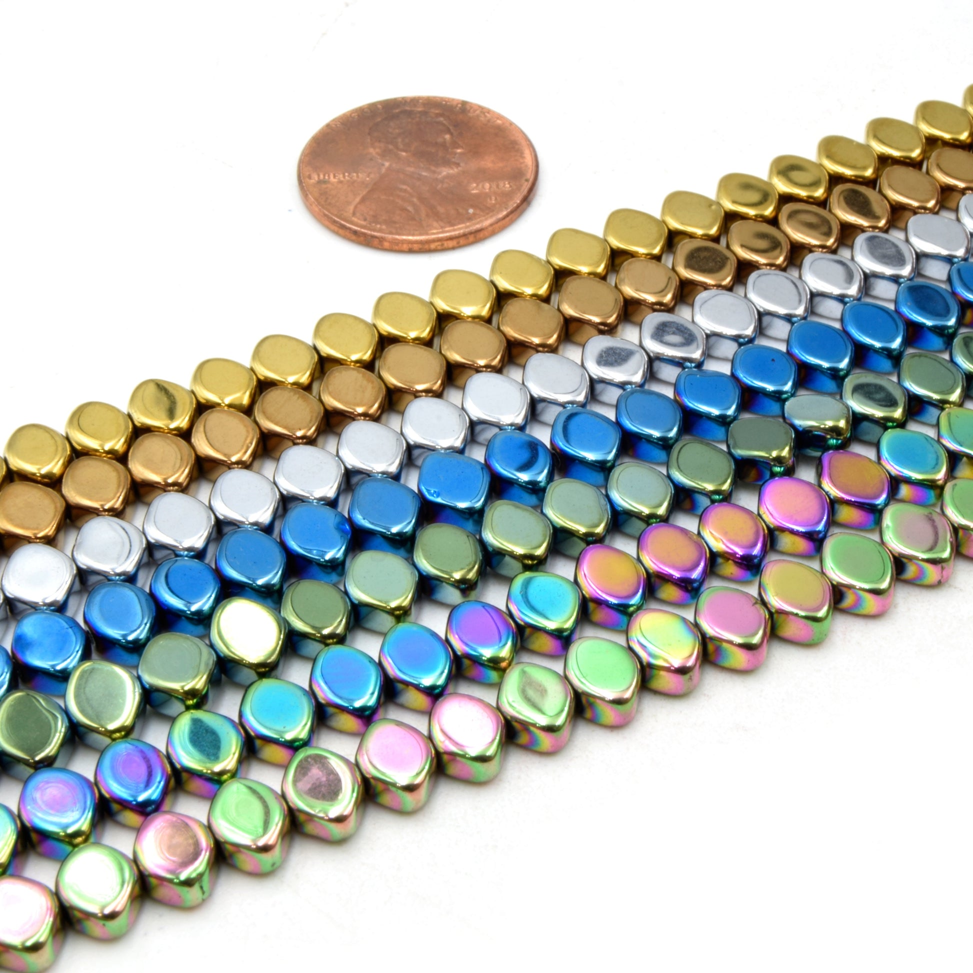 Hematite Beads | Marquise Shaped Natural Gemstone Beads - Gold Bronze Silver Blue Green Rainbow available