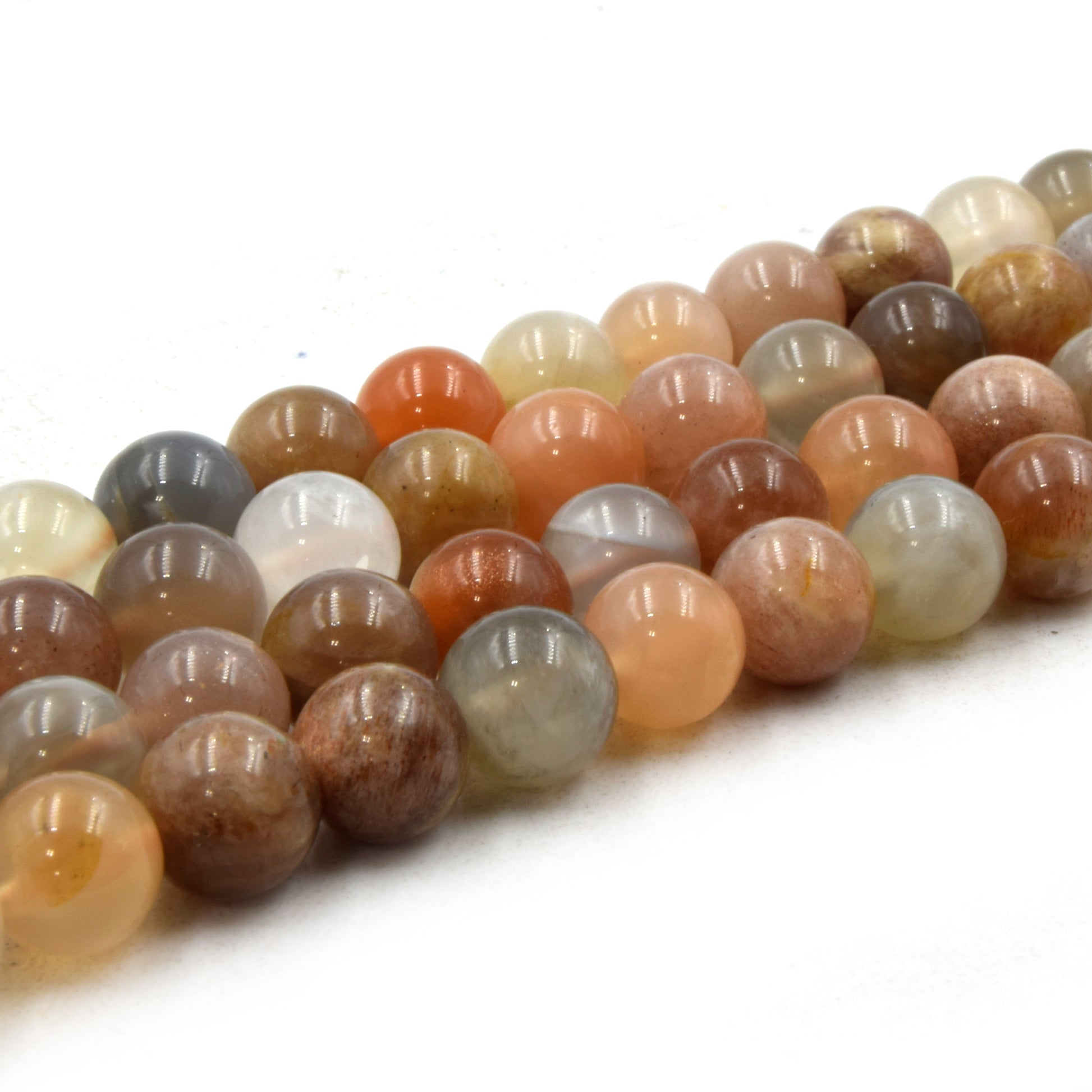 Natural Mixed Moonstone Beads | UNENHANCED/UNTREATED 8mm Natural Smooth Glossy Mixed Moonstone Round Beads