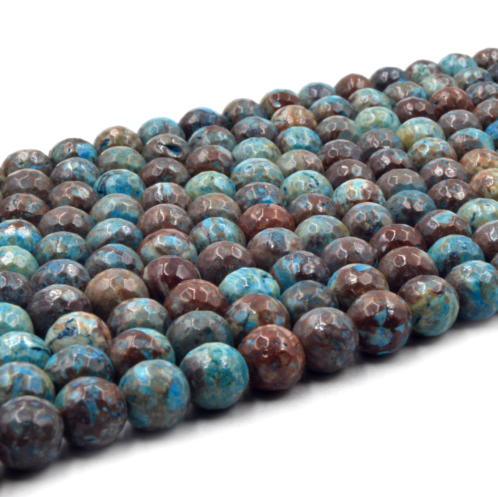 Blue Sky Calsilica Jasper Beads | Faceted Round Calsilica Jasper Beads | 6mm 8mm 10mm | Loose Gemstone Beads | Beads by the Strand