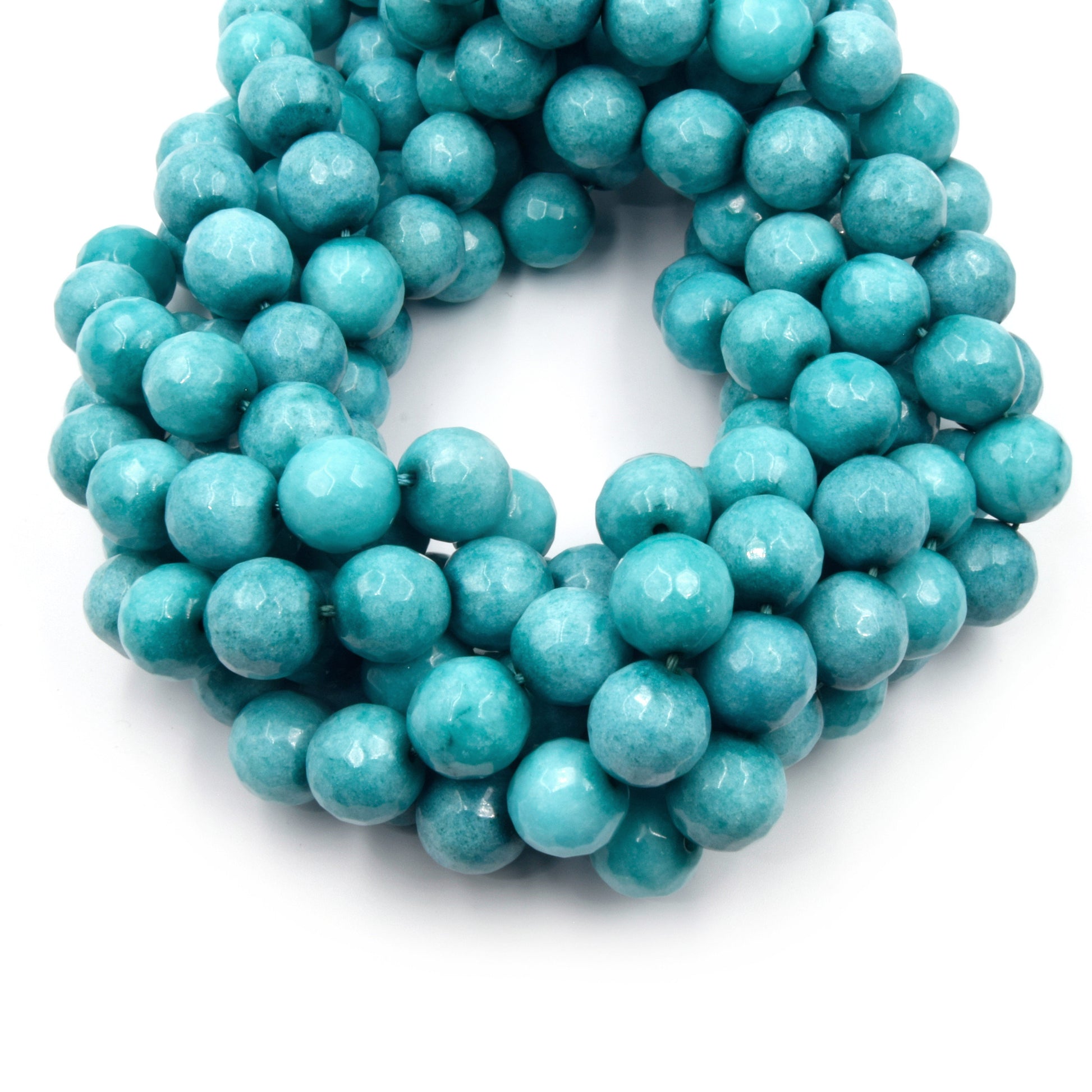 Faceted Jade Beads | 12mm Faceted Dyed Green Gray Blue Jade Round Beads with 1mm Holes - Sold by 15.5&quot; Strands (~ 32 Beads)