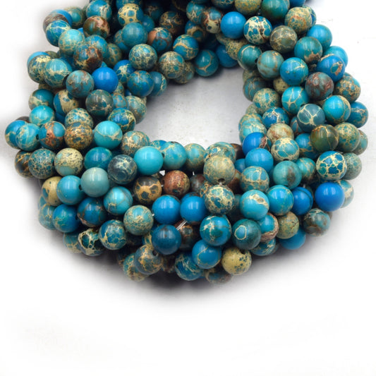 Sea Sediment Jasper Beads | Smooth Aqua Sea Sediment Jasper Round Beads | 6mm 8mm 10mm