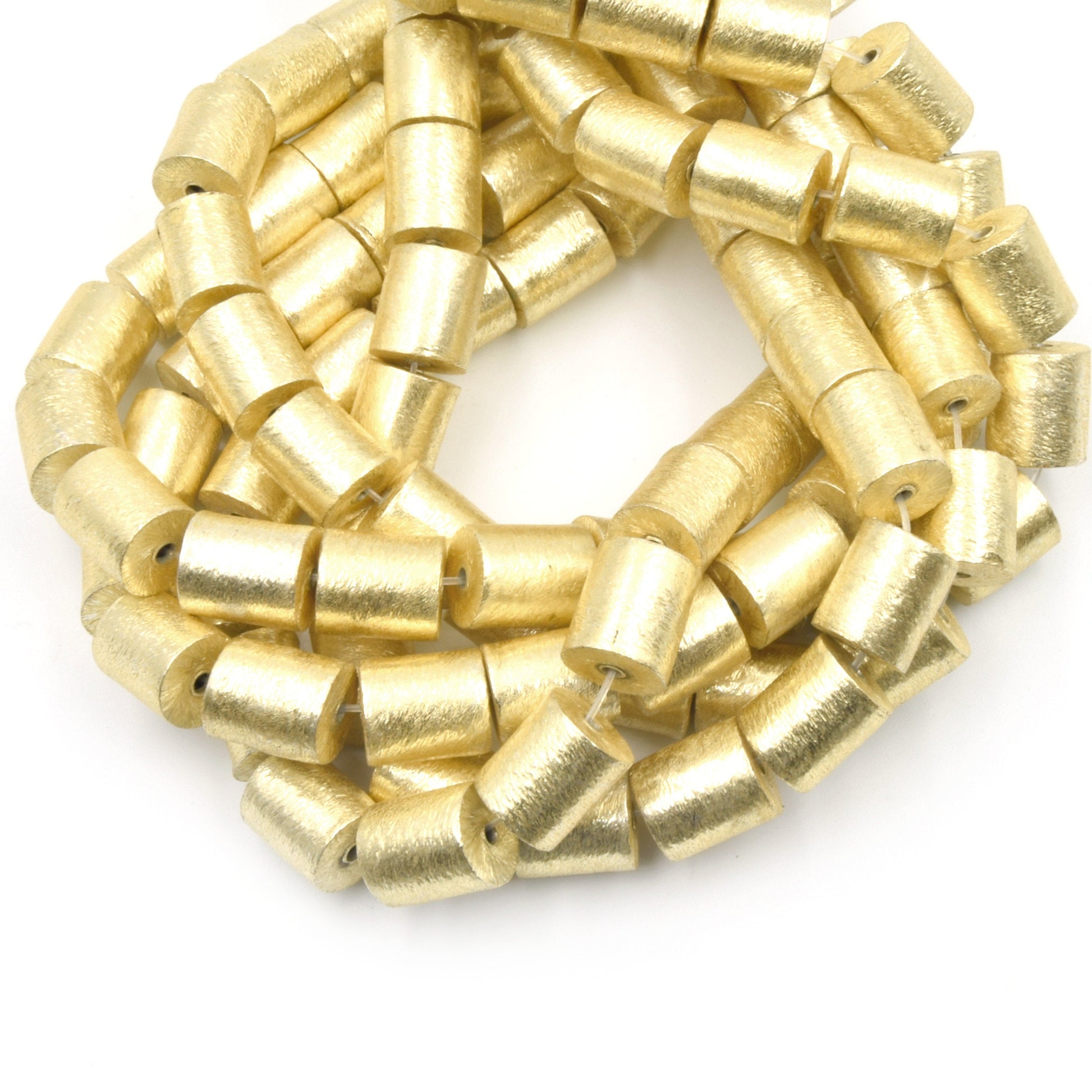 Copper Beads | Gold Brushed Tube Metal Beads - 8mm x 9mm Available