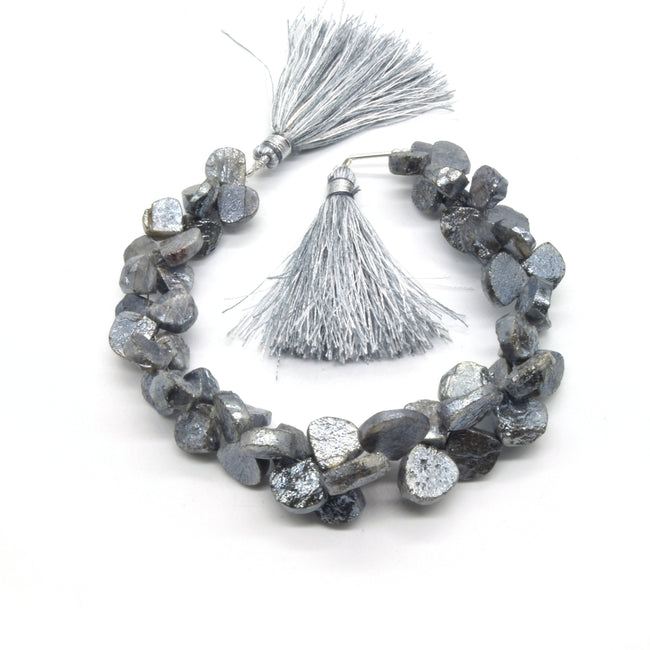 Mystic Blue Dyed Natural Quartz Rondelle Beads