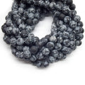 Matte Black Snowflake Obsidian Beads | 4mm 6mm 8mm 10mm