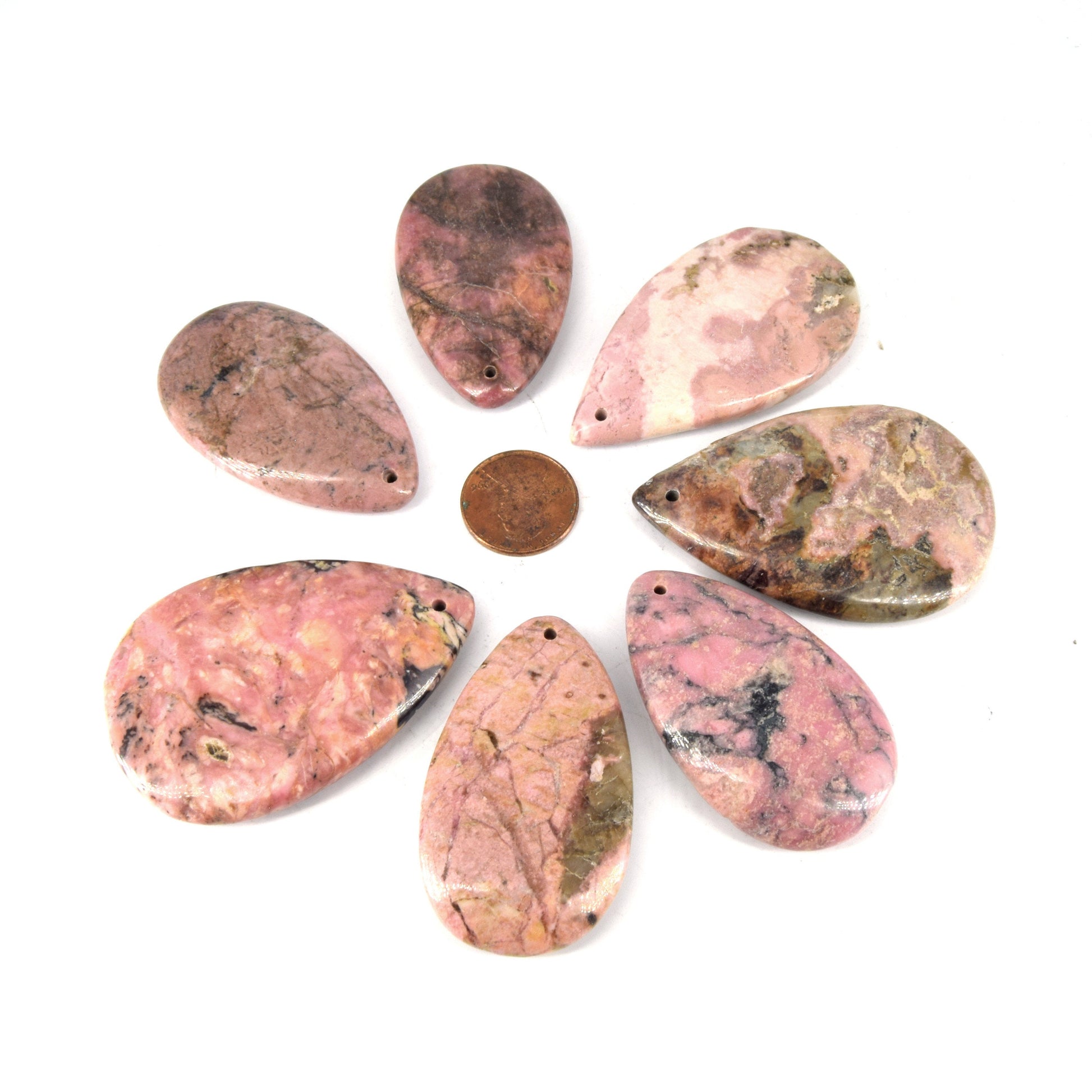 Drilled Rhodonite Pendant | Natural Top-Drilled Rhodonite Cabochon | Amazonite Teardrop Rectangle Circle Octagon Pendant