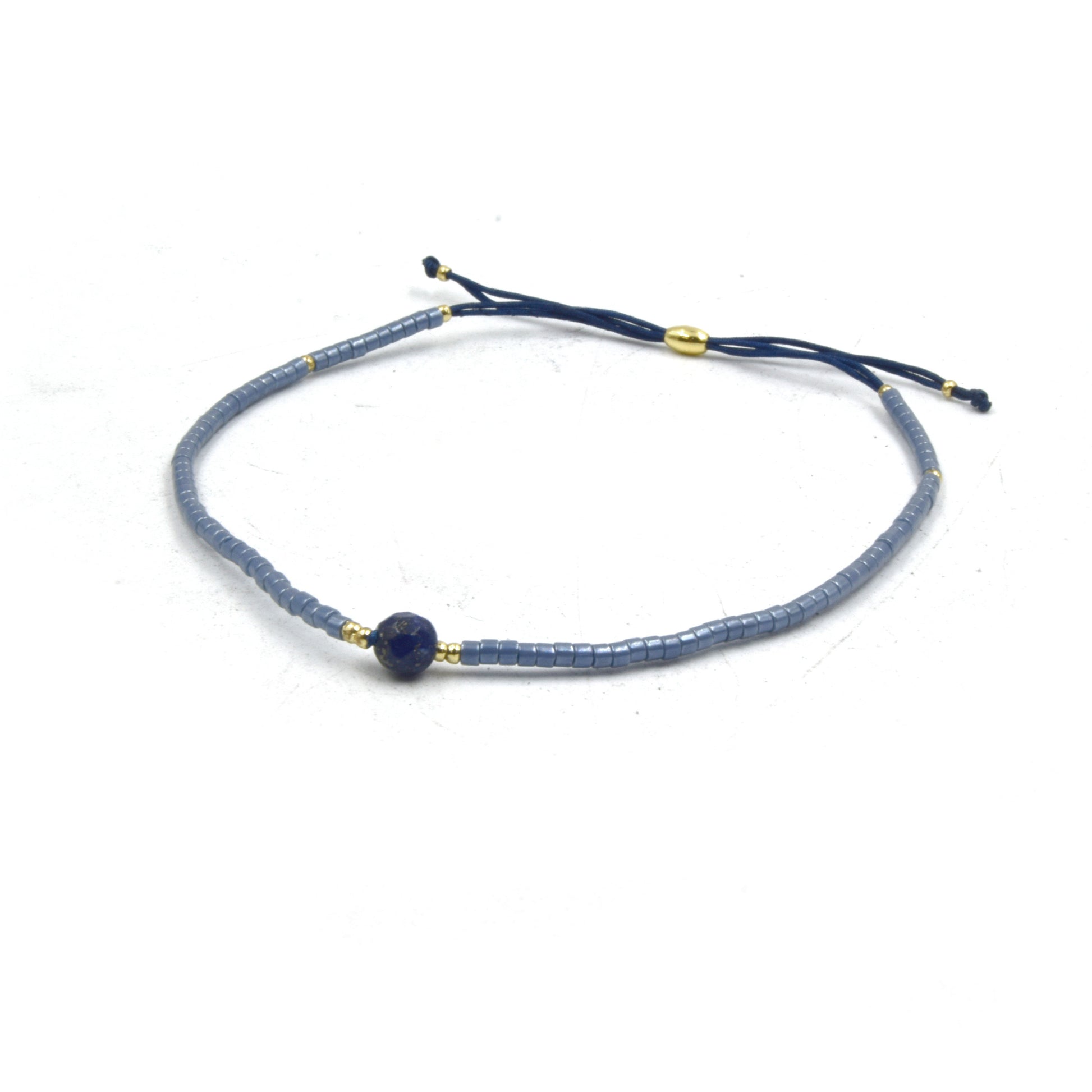 Cord Bracelet | Corded Sliding Bracelet with Gemstone Focal Piece | Lapis Green Onyx Black Agate White Agate Blue Jade Bracelet