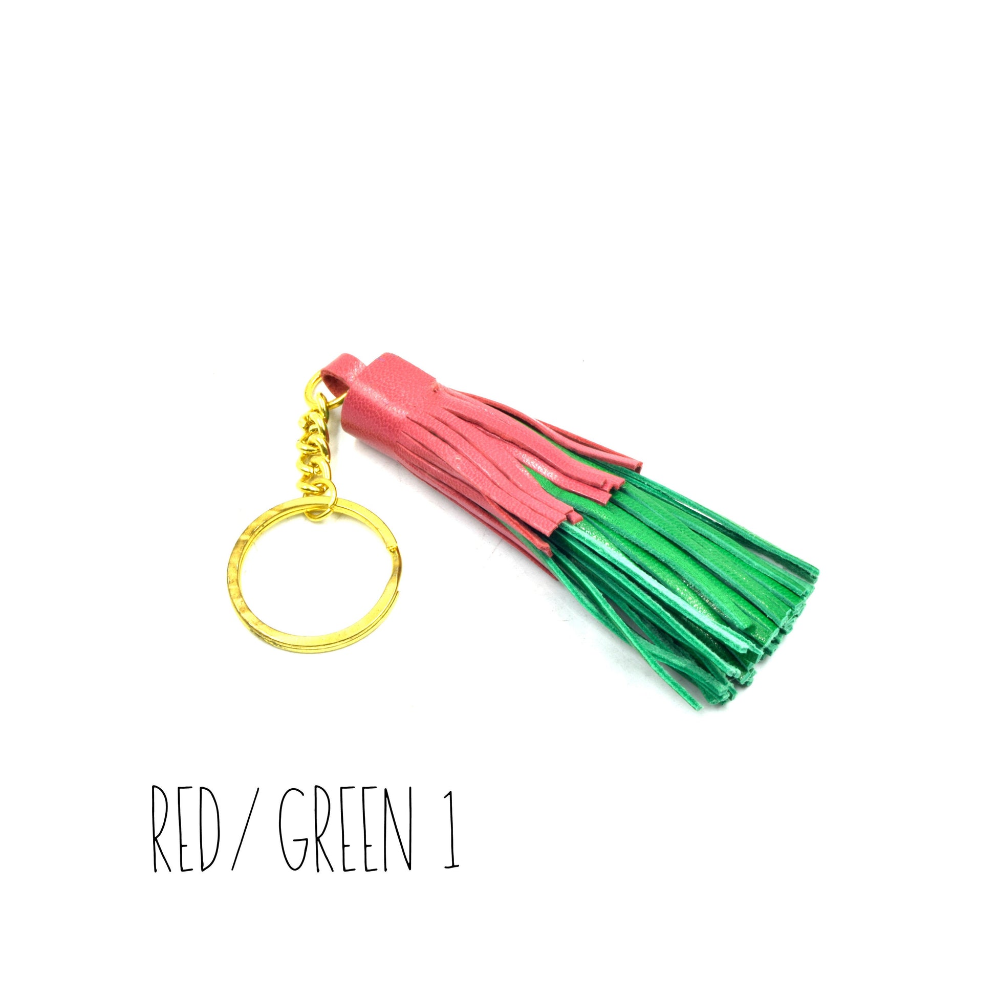 Leather Tassel | 3.25 Inch Tiered Tassel Keychain | Bicolor Leather Tiered Tassel |  Fuchsia, Blue, Red, Green Pendants