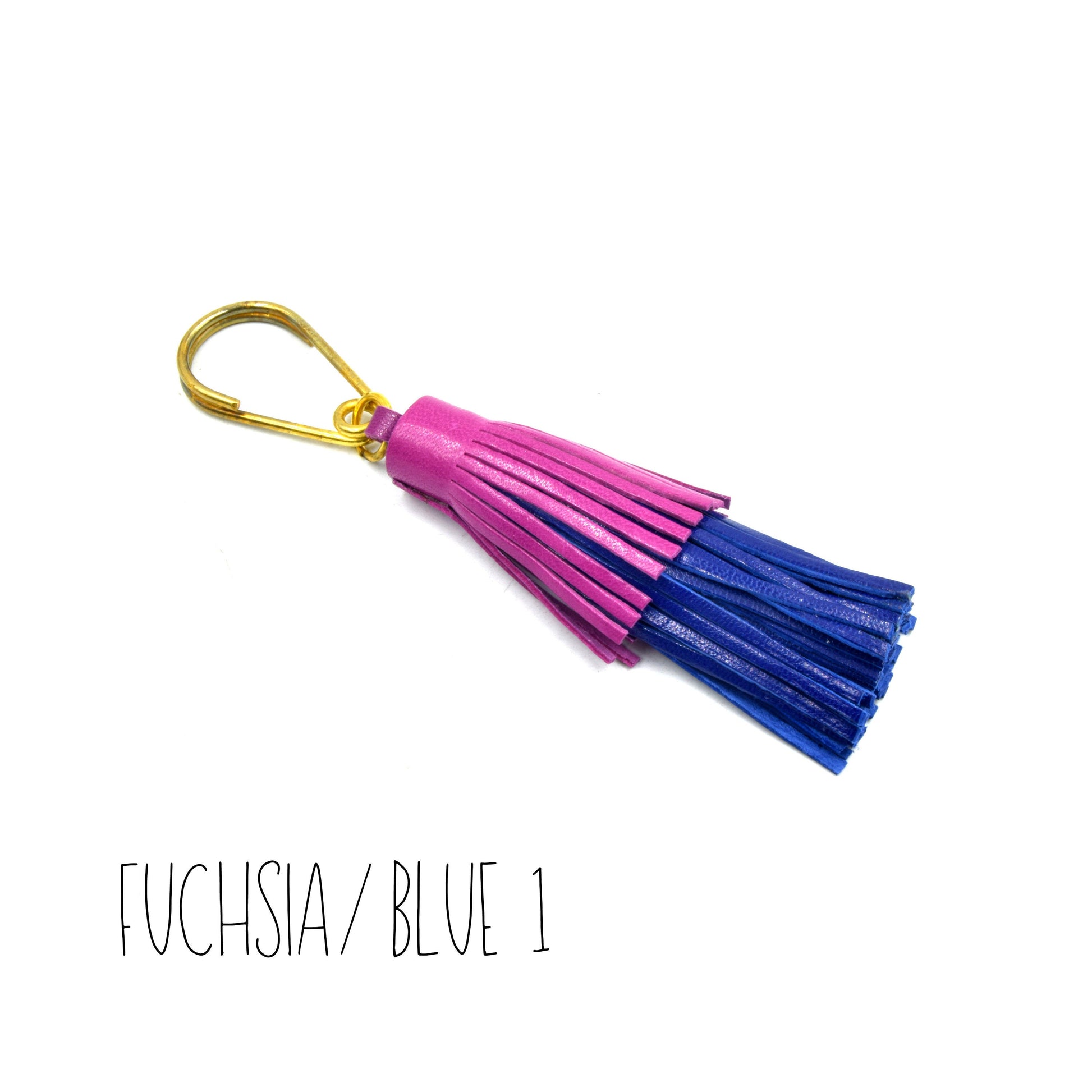 Leather Tassel | 3.25 Inch Tiered Tassel Keychain | Bicolor Leather Tiered Tassel |  Fuchsia, Blue, Red, Green Pendants