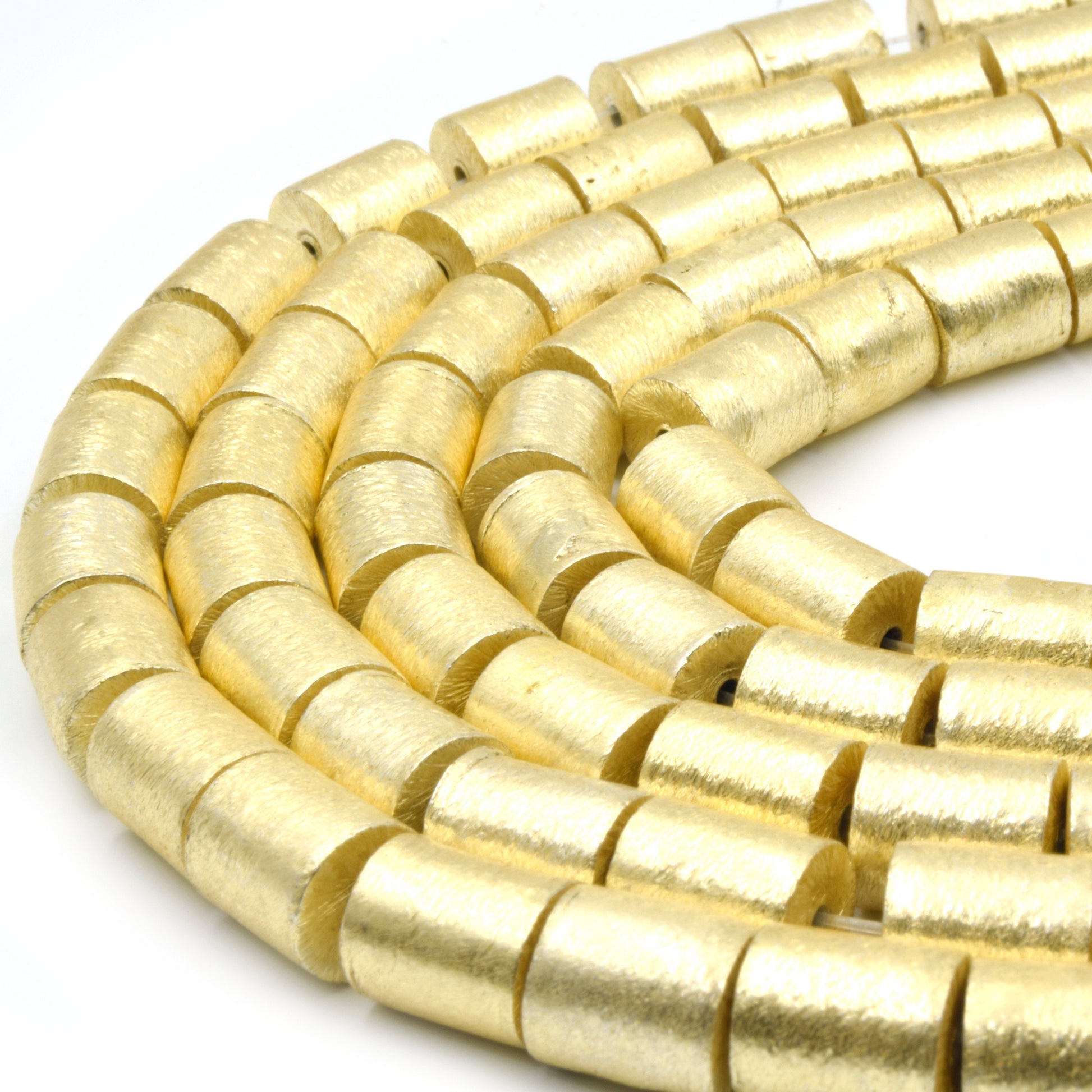 Copper Beads | Gold Brushed Tube Metal Beads - 8mm x 9mm Available