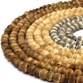 Bone Beads | Carved Ox Bone Rondelle Beads | Slash Carved Bone Beads