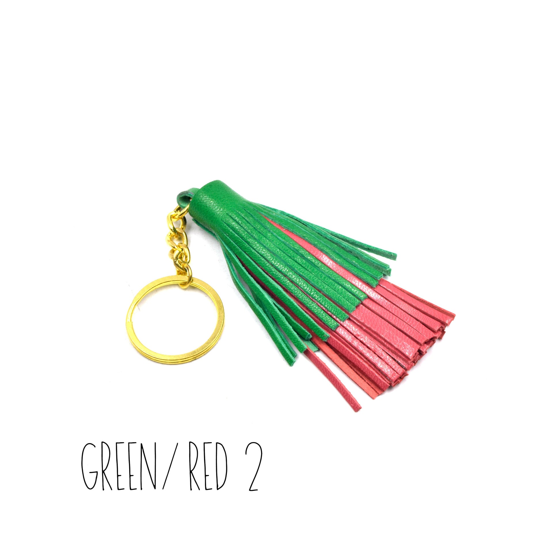 Leather Tassel | 3.25 Inch Tiered Tassel Keychain | Bicolor Leather Tiered Tassel |  Fuchsia, Blue, Red, Green Pendants