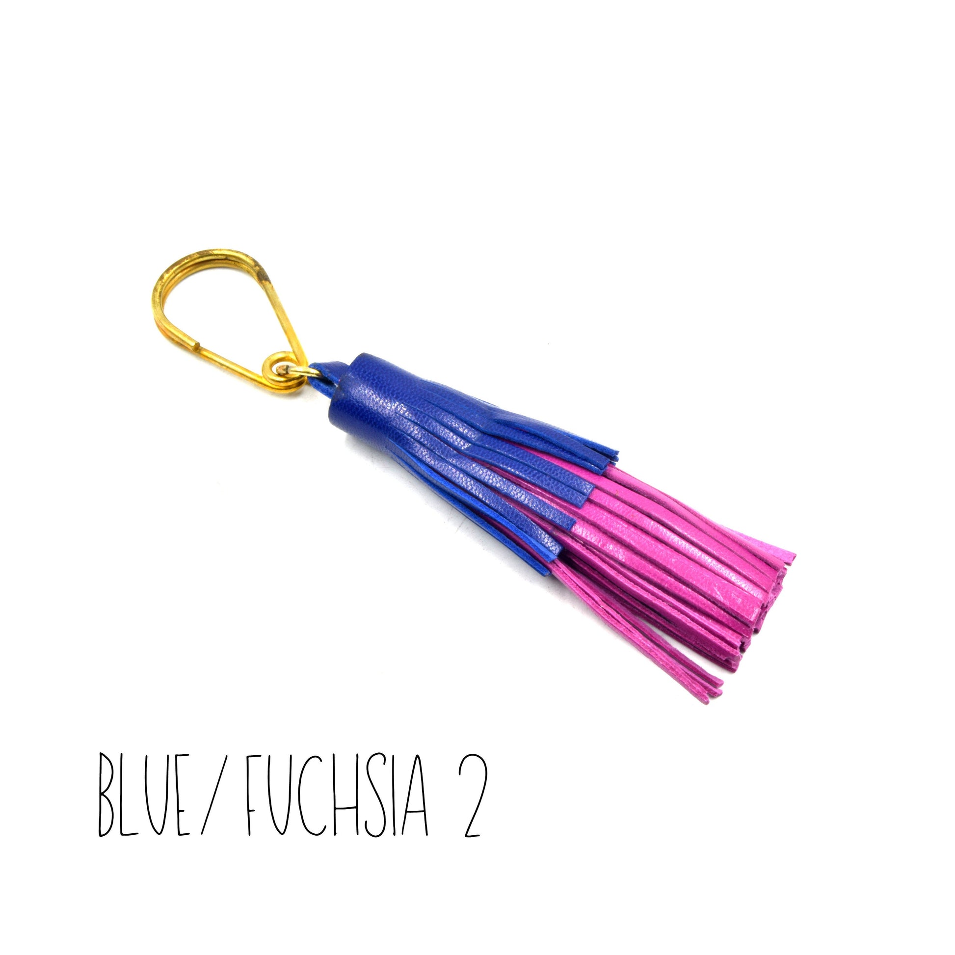 Leather Tassel | 3.25 Inch Tiered Tassel Keychain | Bicolor Leather Tiered Tassel |  Fuchsia, Blue, Red, Green Pendants