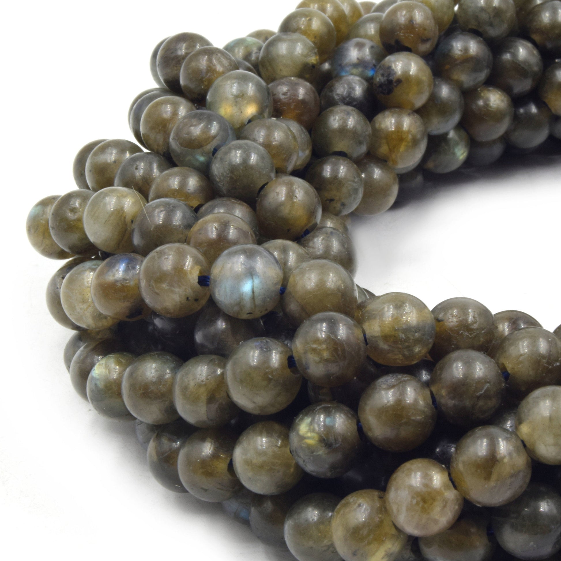 Large Hole Labradorite Beads | Labradorite Smooth Round Shaped Beads with 2mm Holes | 7.5&quot; Strand | 8mm 10mm Available