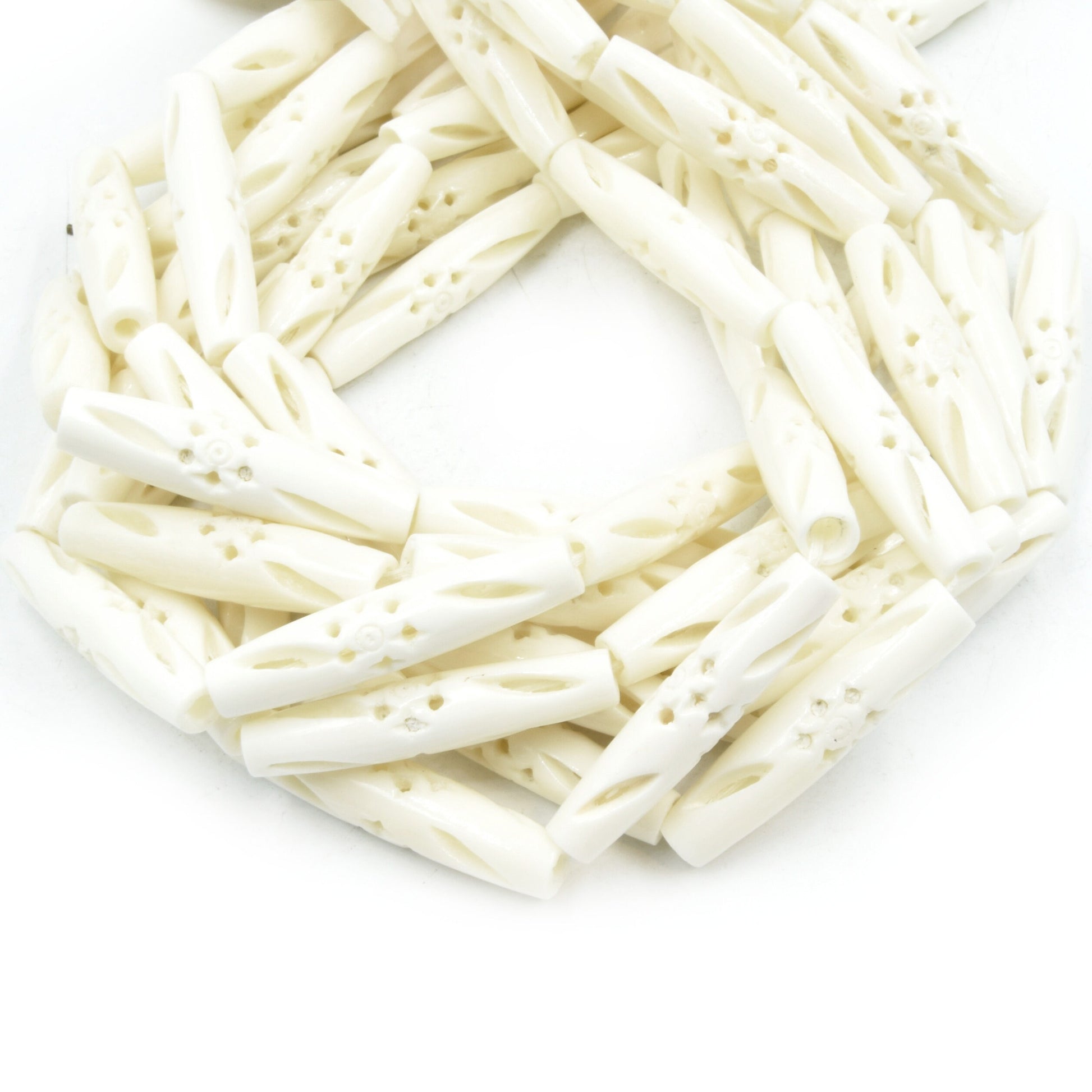 Bone Beads | Carved Tube Bone Beads |  Tribal Bone Tube Beads 