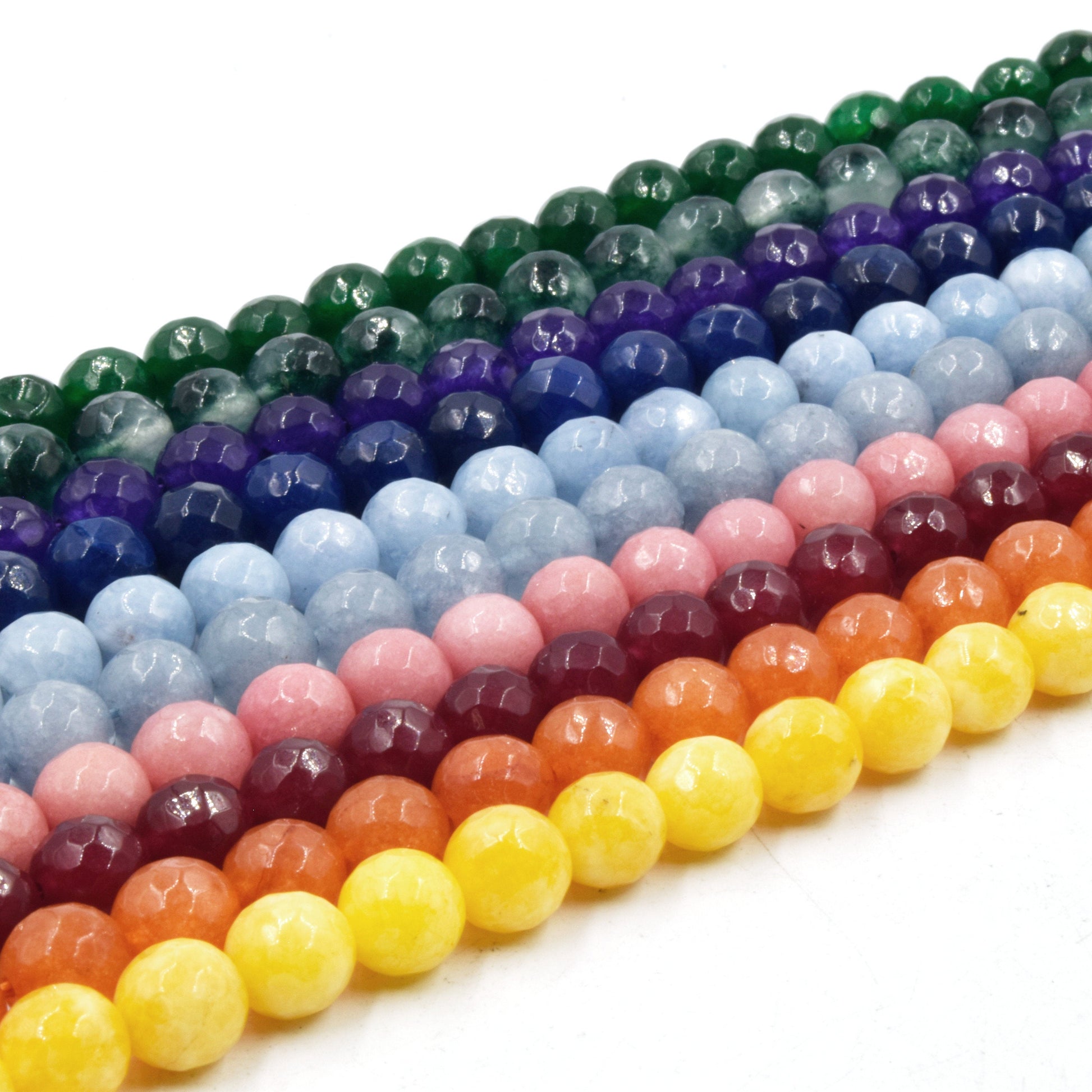 Faceted Jade Beads | Faceted Dyed Pink Orange Gray Blue Green Yellow Jade Round Beads | 6mm 8mm 10mm 12mm Available