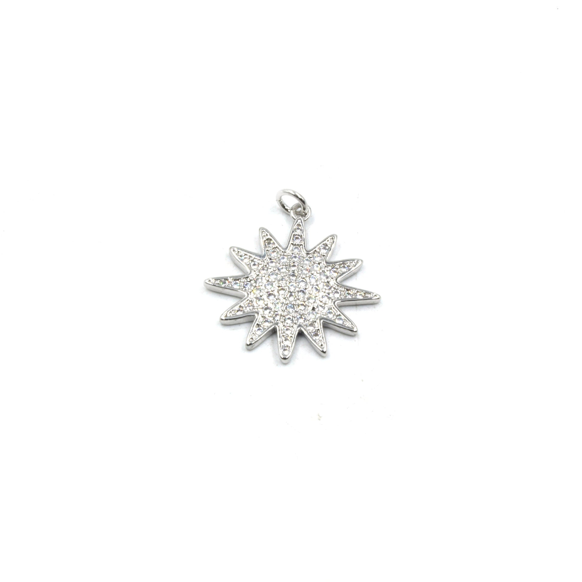 CZ Star Pendant | Starburst Inlaid Charm | Cubic Zirconia Finding | Pendants for Jewelry Making