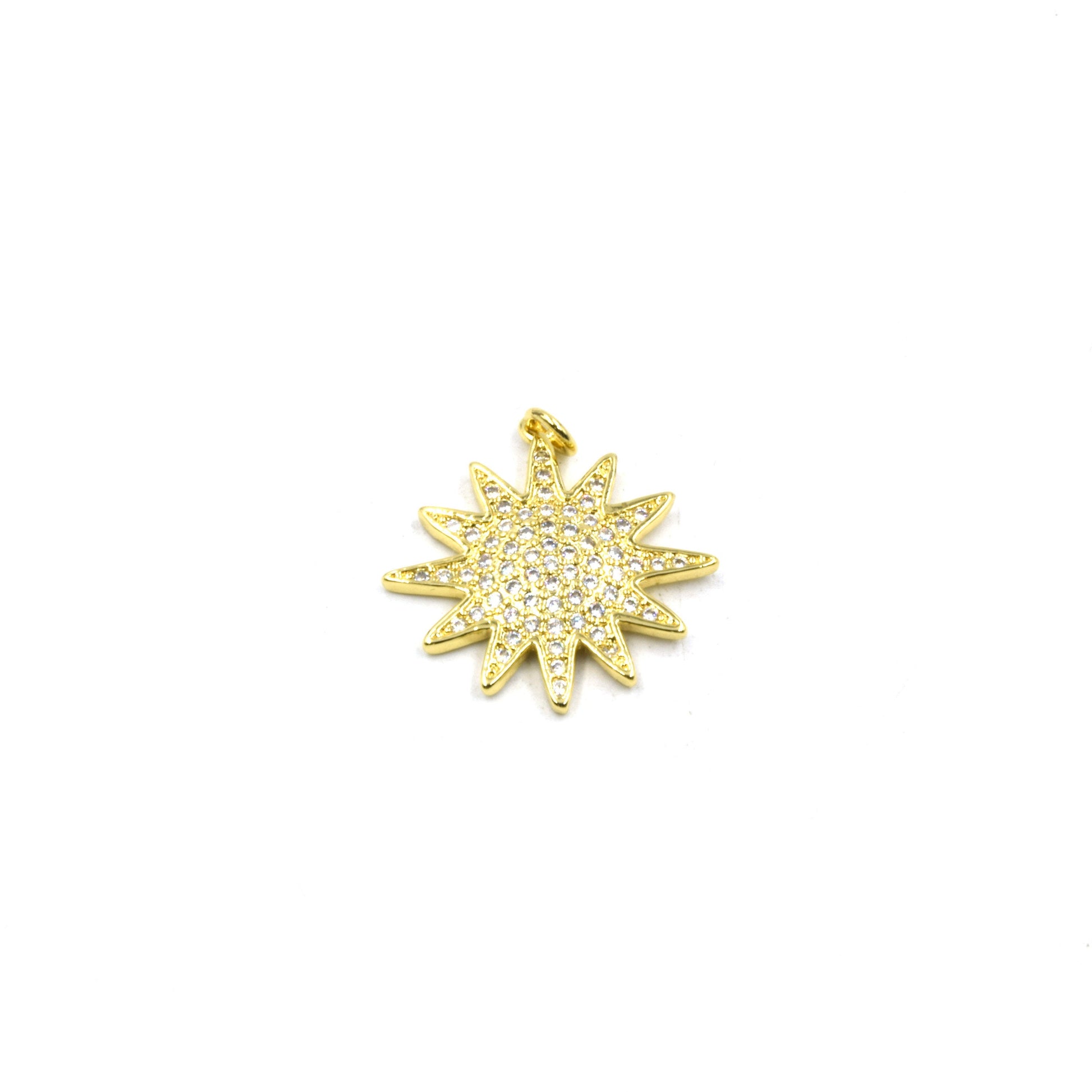 CZ Star Pendant | Starburst Inlaid Charm | Cubic Zirconia Finding | Pendants for Jewelry Making