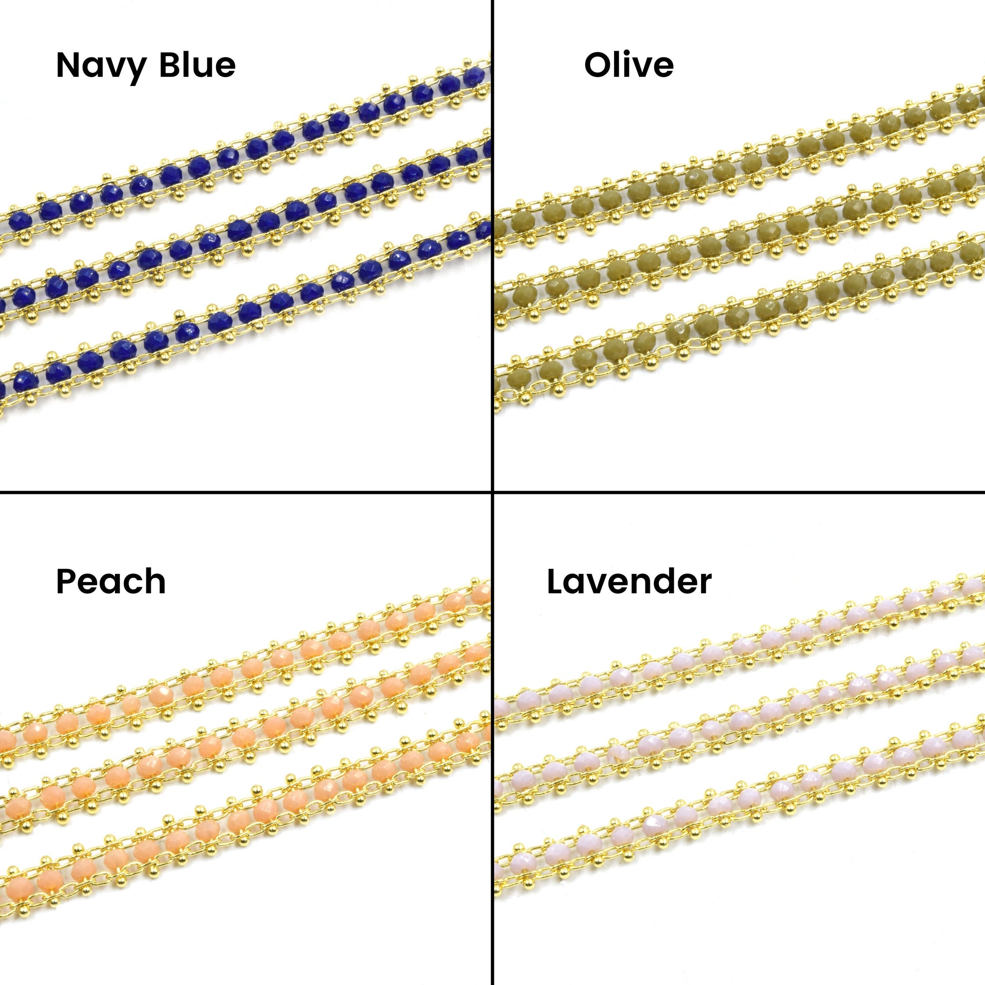 Crystal Chain | Beaded Chain for Jewelry Making | Link Chain | Ladder Chain | Gold Beaded Chain | Dainty Chain