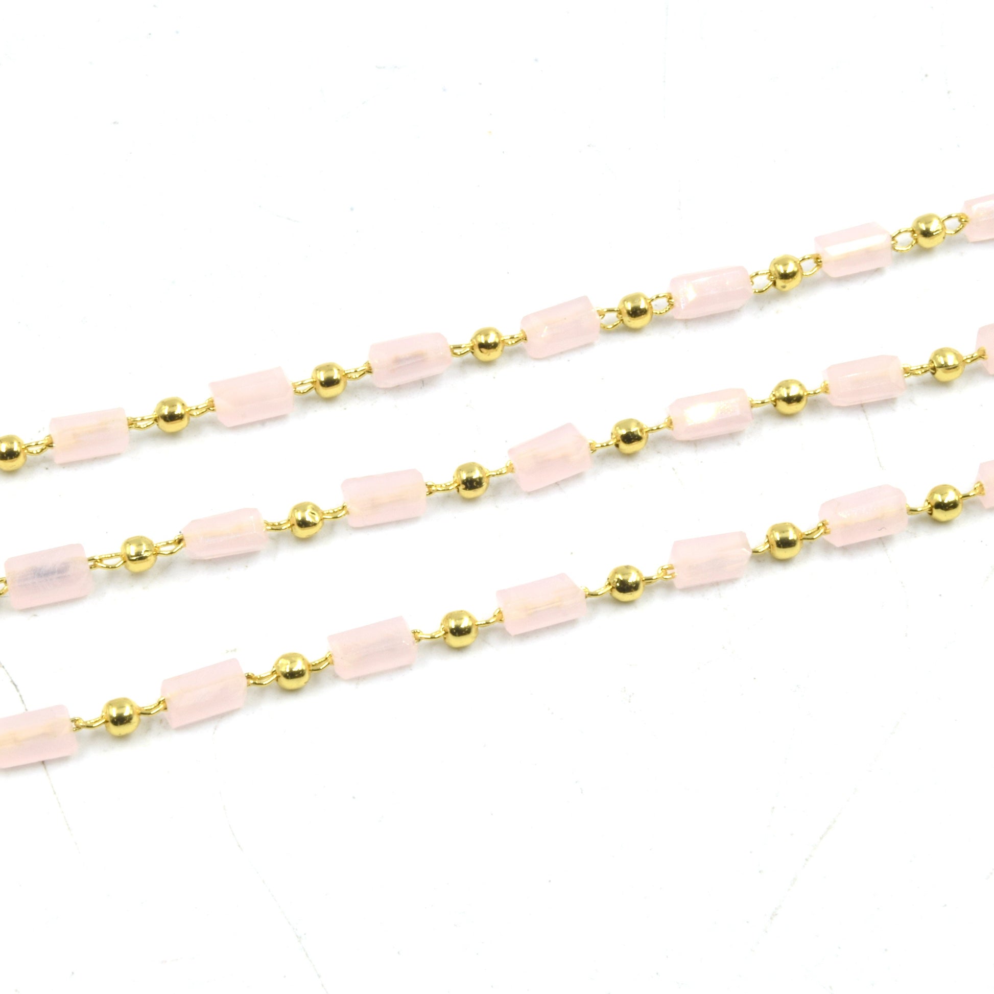 Crystal Chain | Gold Beaded Link Chain | Chain By the Foot 