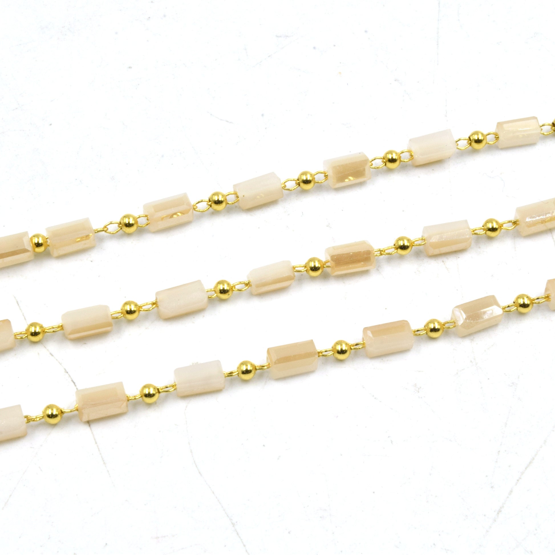 Crystal Chain | Gold Beaded Link Chain | Chain By the Foot 