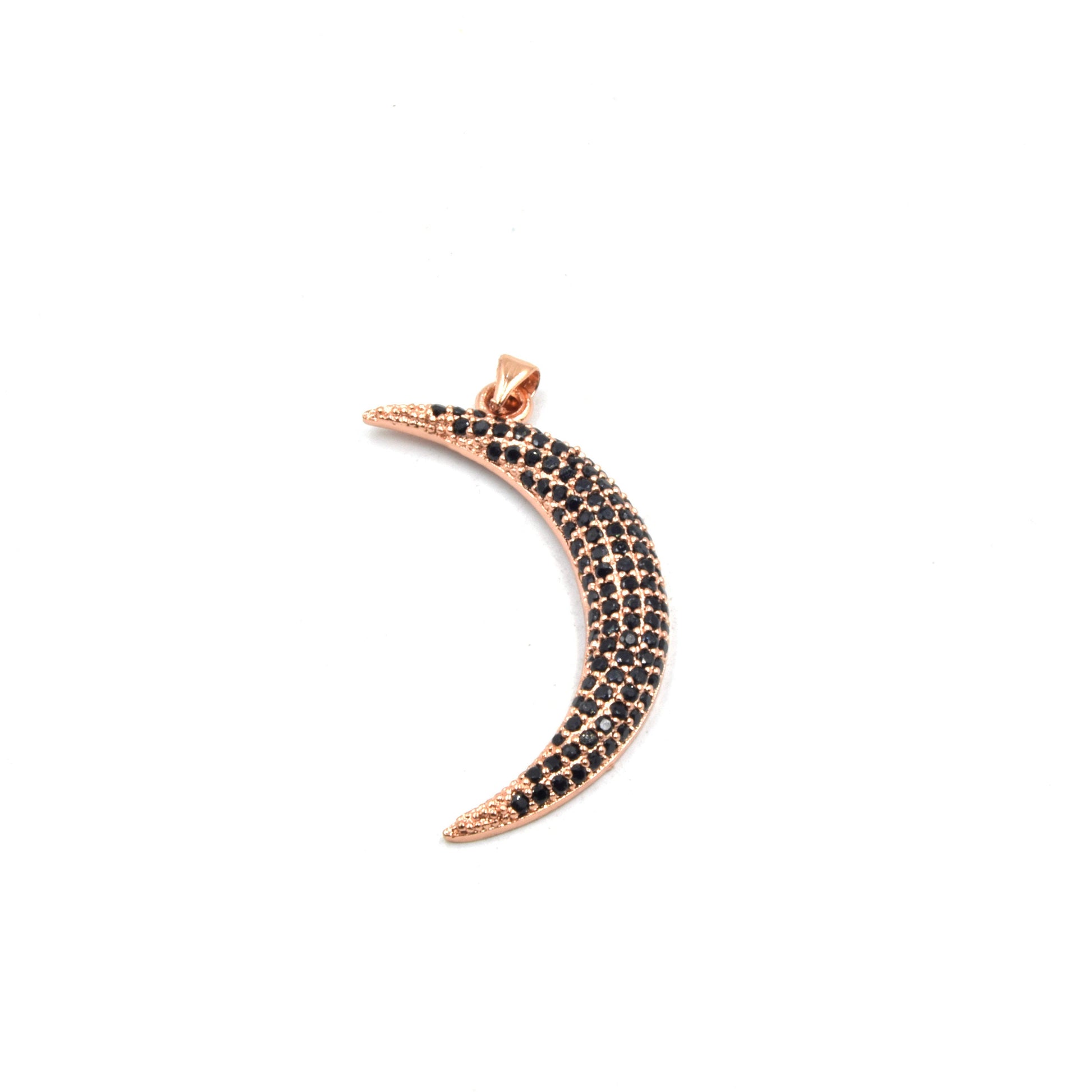 CZ Crescent Moon Pendant | Moon Charm | Celestial Pendant | Cubic Zirconia Moon in Gold Silver Rosegold