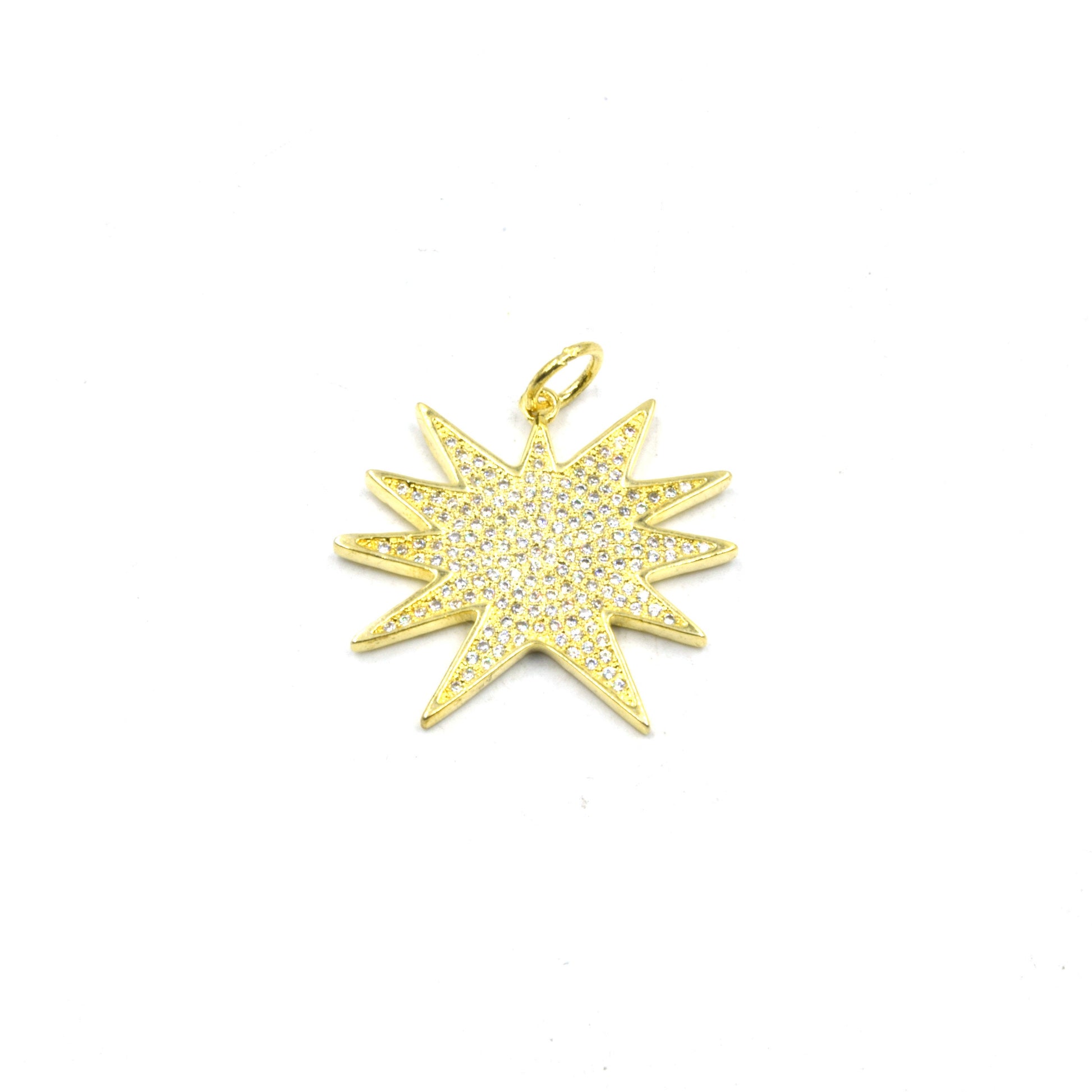 CZ Star Pendant | Starburst Inlaid Charm | Cubic Zirconia Finding | Pendants for Jewelry Making