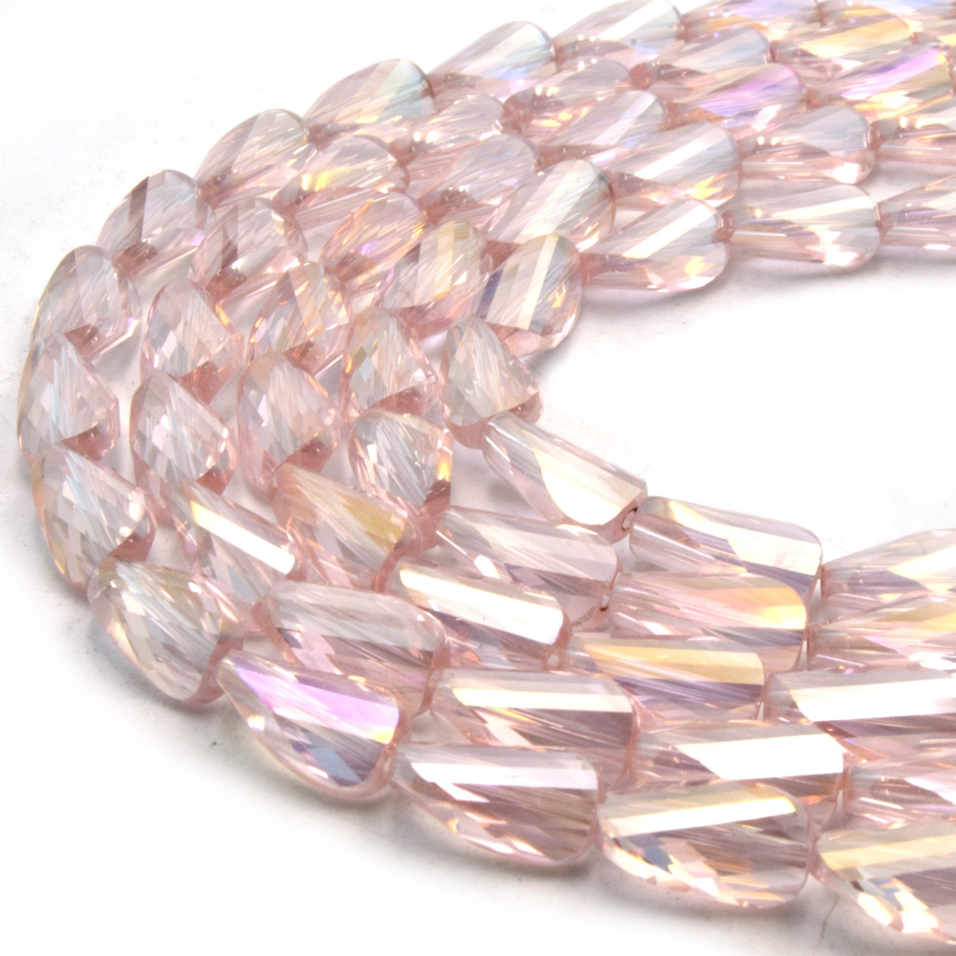 Chinese Crystal Beads | Mystic Coated Twisted Teardrop Beads | AB Coated Translucent Chinese Crystal Teardrop | Loose Beads