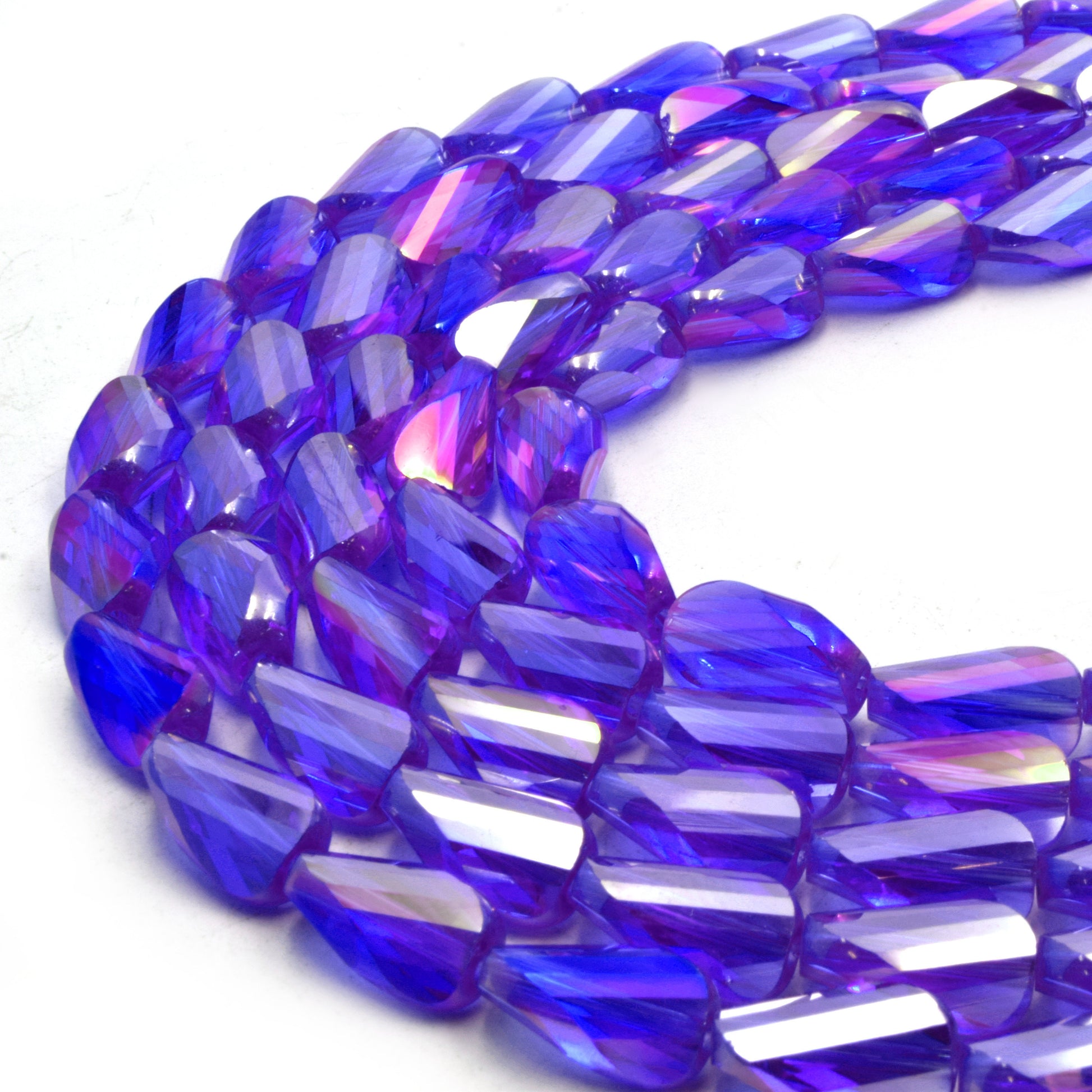 Chinese Crystal Beads | Mystic Coated Twisted Teardrop Beads | AB Coated Translucent Chinese Crystal Teardrop | Loose Beads