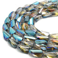 Chinese Crystal Beads | Mystic Coated MultiColor Twisted Teardrop Beads | AB Coated Metallic Chinese Crystal Teardrop | Loose Beads